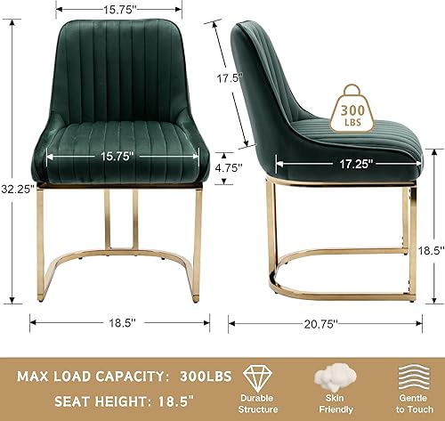 Miniatura 2 de Juego de 4 sillas de comedor modernas blancas tapizadas, sillas de cocina de terciopelo con patas doradasrespaldo sin brazos para cocina, comedor,
