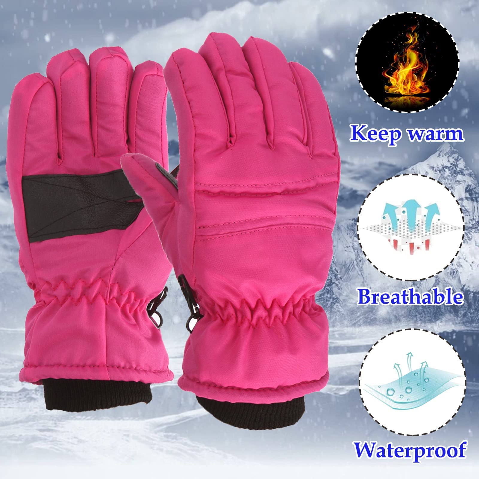 2026 Mädchen Kinder Winddichte Skihandschuhe M/L Outdoor Winter Jungen Snowboarden Größe Warm Skating Kinder Handschuhe Fäustlinge (M) 