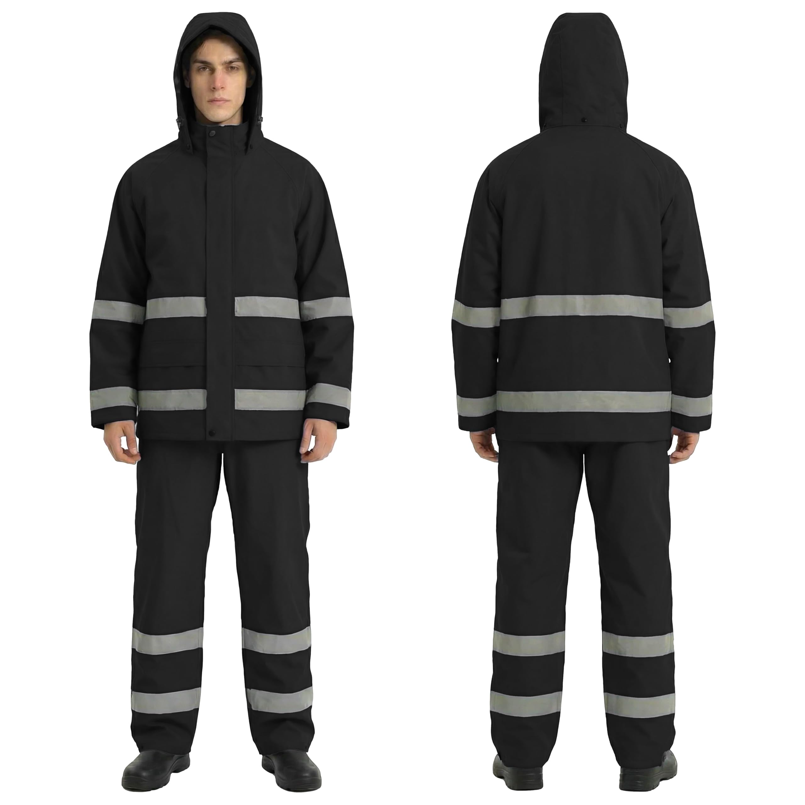 Regenanzug Herren Wasserdicht Atmungsaktiv - Nylon Warnschutz Regenjacke & Regenhose, ideale Outdoor Regenbekleidung für Arbeitsschutz