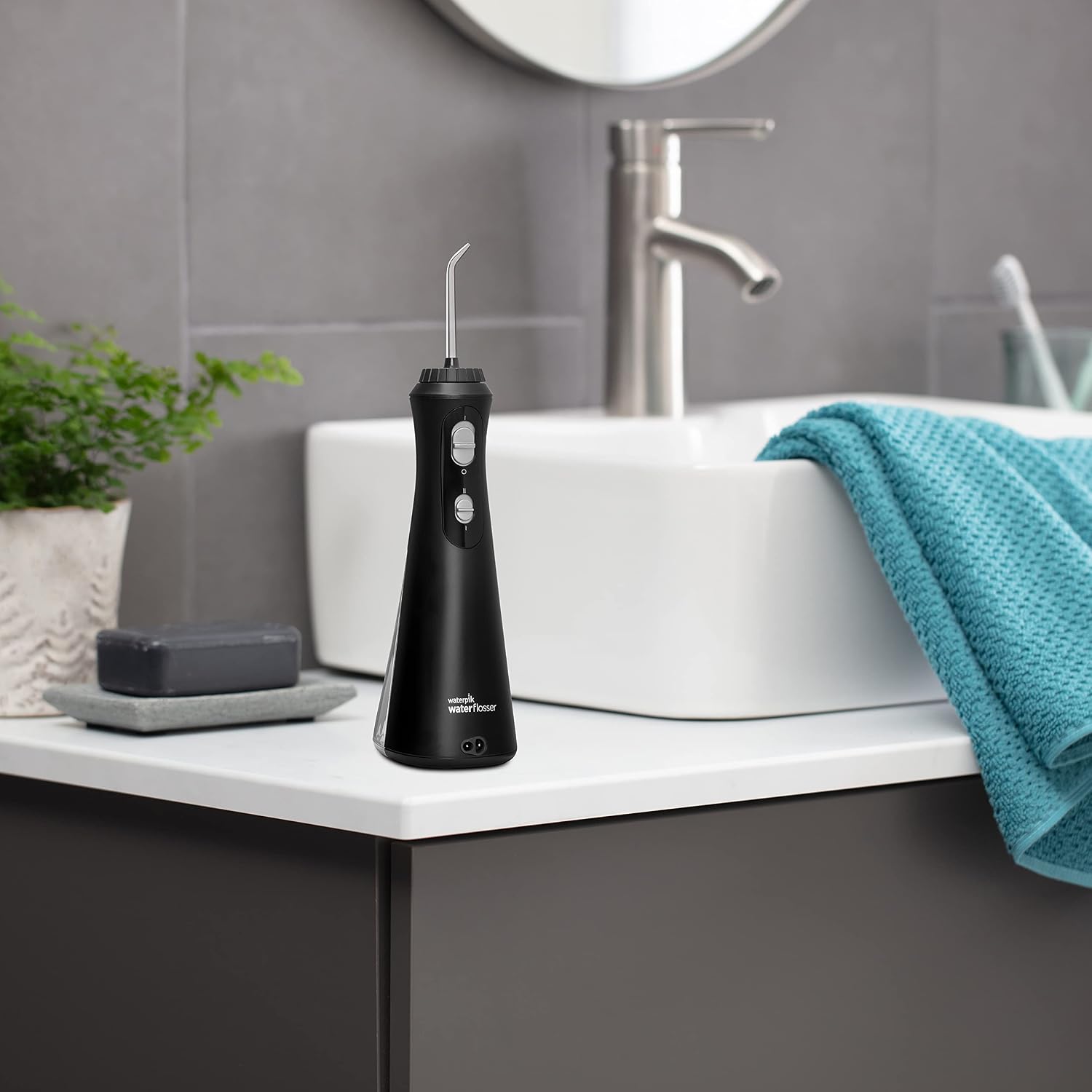 Waterpik Cordless Plus Water Flosser with 4 Flossing Tips, Rechargeable and Portable for Travel and Home, ADA Accepted, Black WP-462