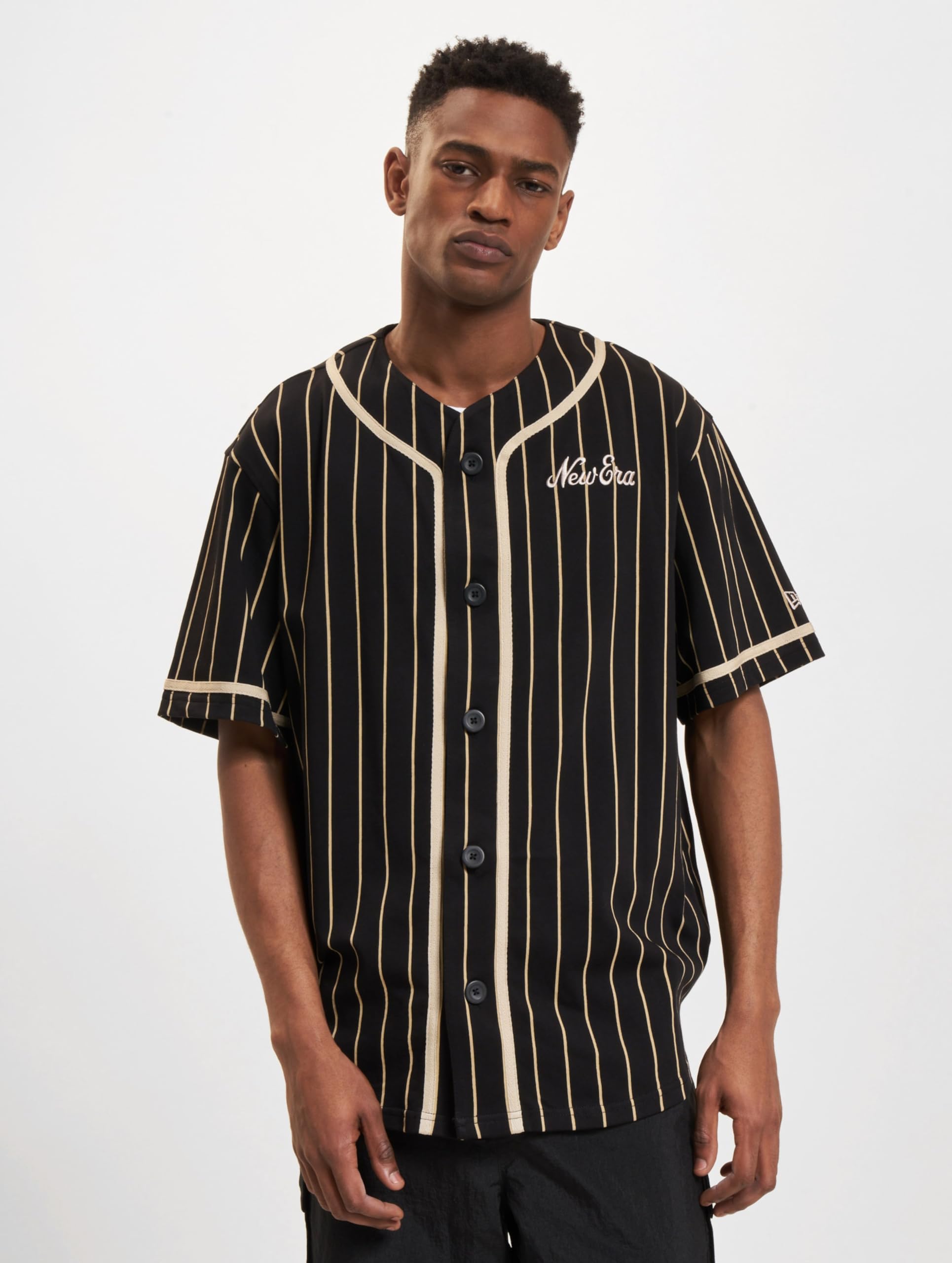 New Era Jersey de baseball à rayures noires et beiges