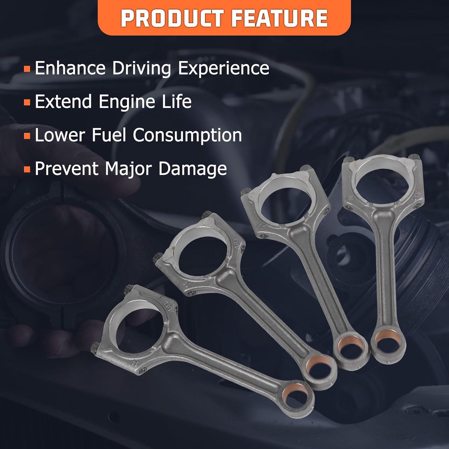 23510-2E001 4pcs Connecting Rods Fit for HYUNDAI SONATA HYBRID 2.0 2016-2019 G4NG Replace for 235102E410S