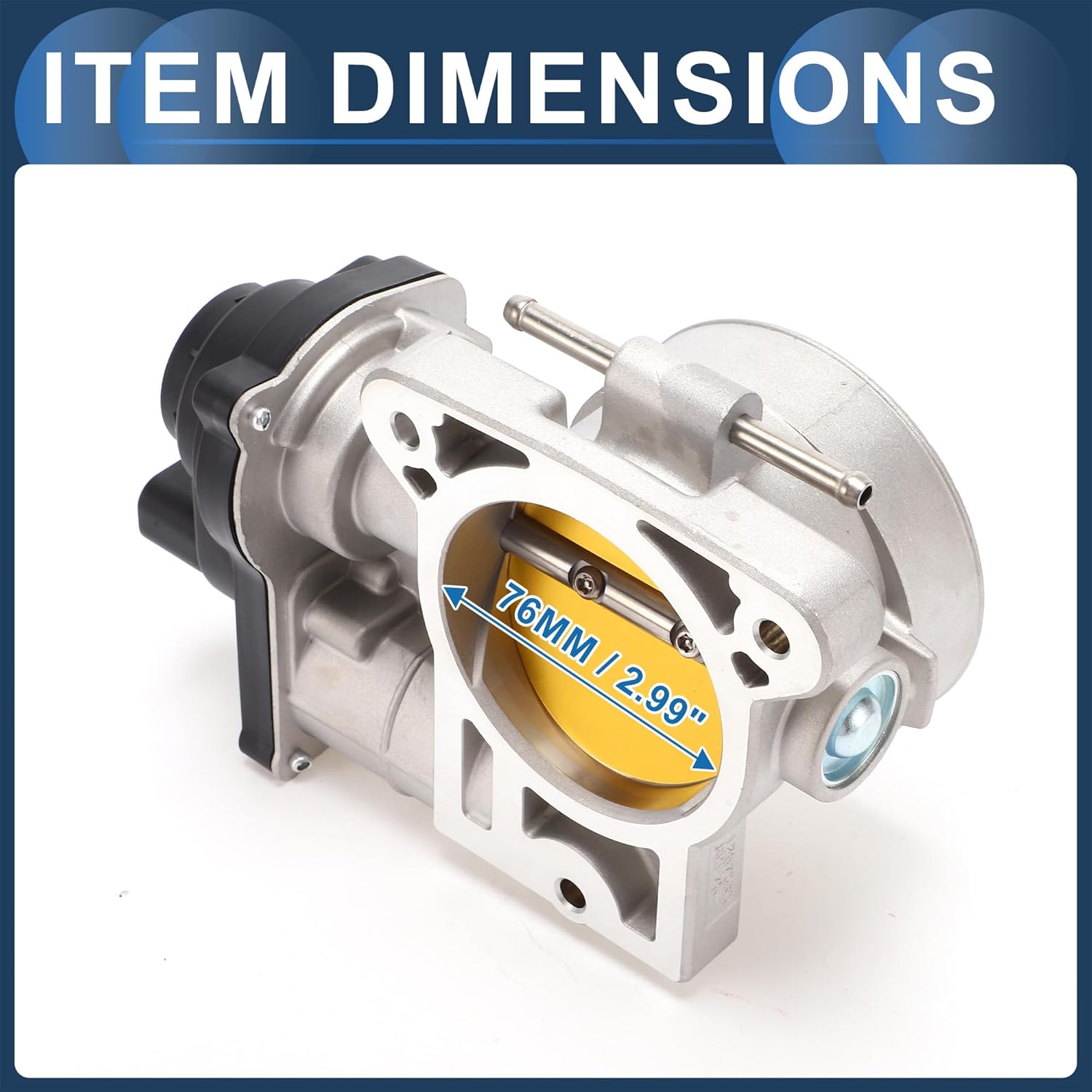 Throttle Body Assembly, 76mm Throttle Body Actuator No.12679525/12570800 for Chevy Avalanche Express Silverado Suburban Aluminum Alloy Black 1 Pc