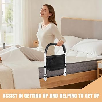 Bed Guard Bed Rails for Elderly Adults, Bed Assist Rail Safety Guard Bed Rails with Storage Pocket Safely Assist Handrail Bar, Bed Support Bar Mobility Assistant for Pregnant Women, Seniors, Handicap