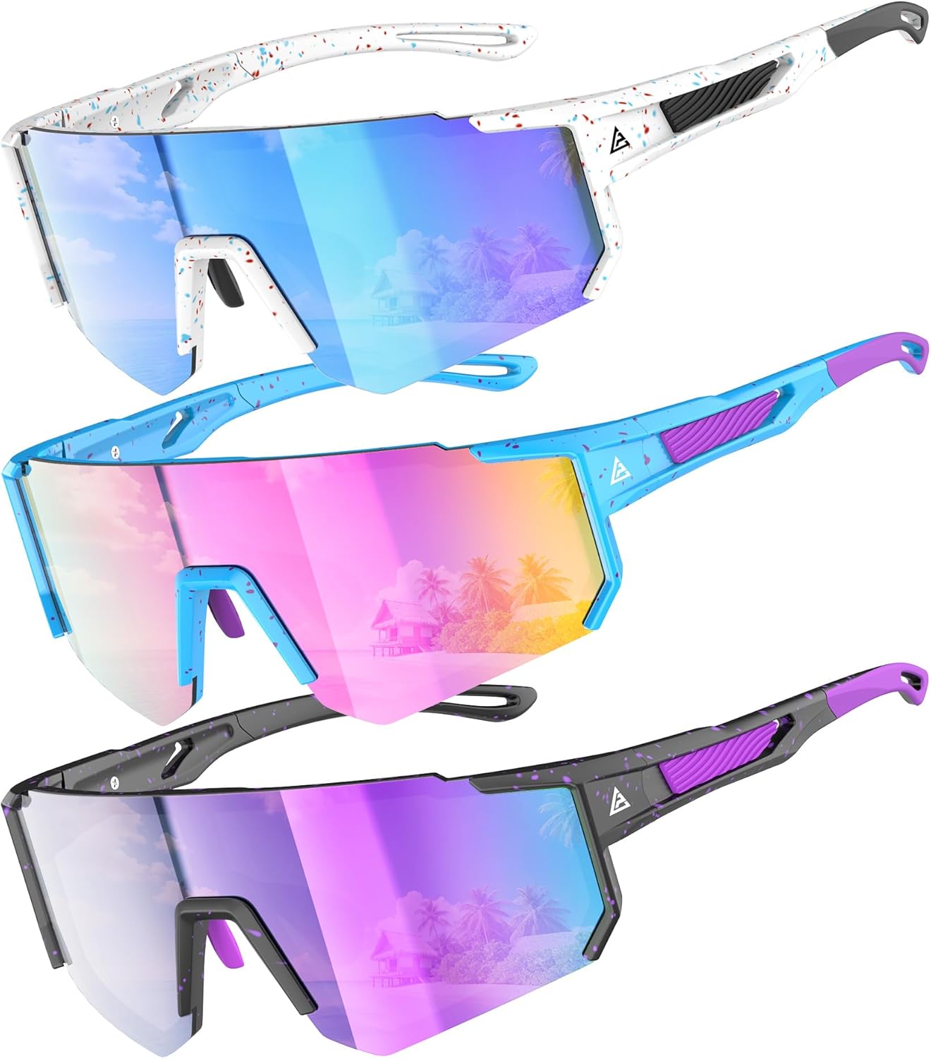 Kids Sunglasses Youth Baseball Softball Sunglasses for Girls Boys Age 4-14 UV Protection Sports Kids 3 Pack