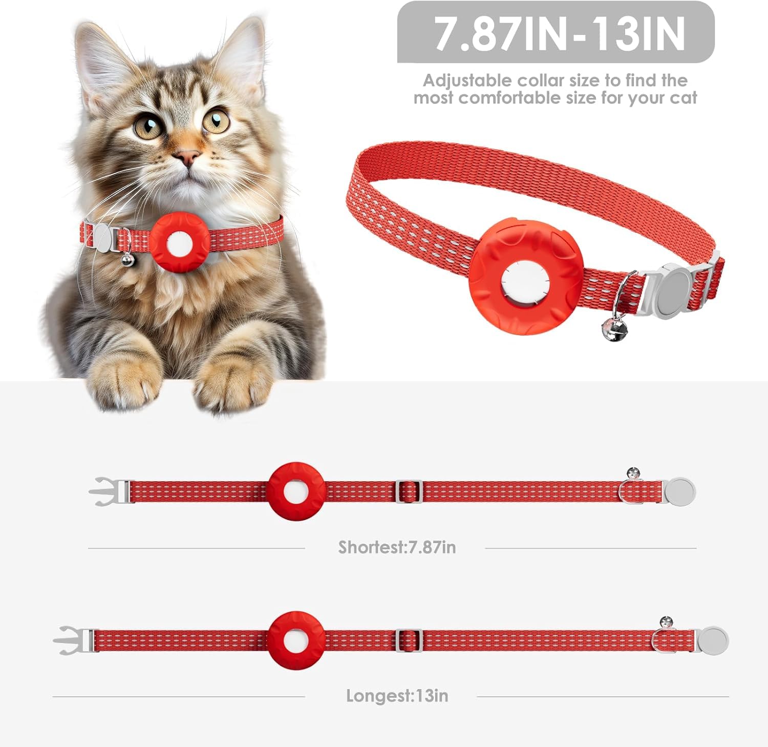 Rastreador de mascotas para gatos, rastreador GPS para gatos con collar y soporte, dispositivo de seguimiento GPS impermeable para gatos, sin tarifa mensual, funciona con Apple Find My (solo iOS
