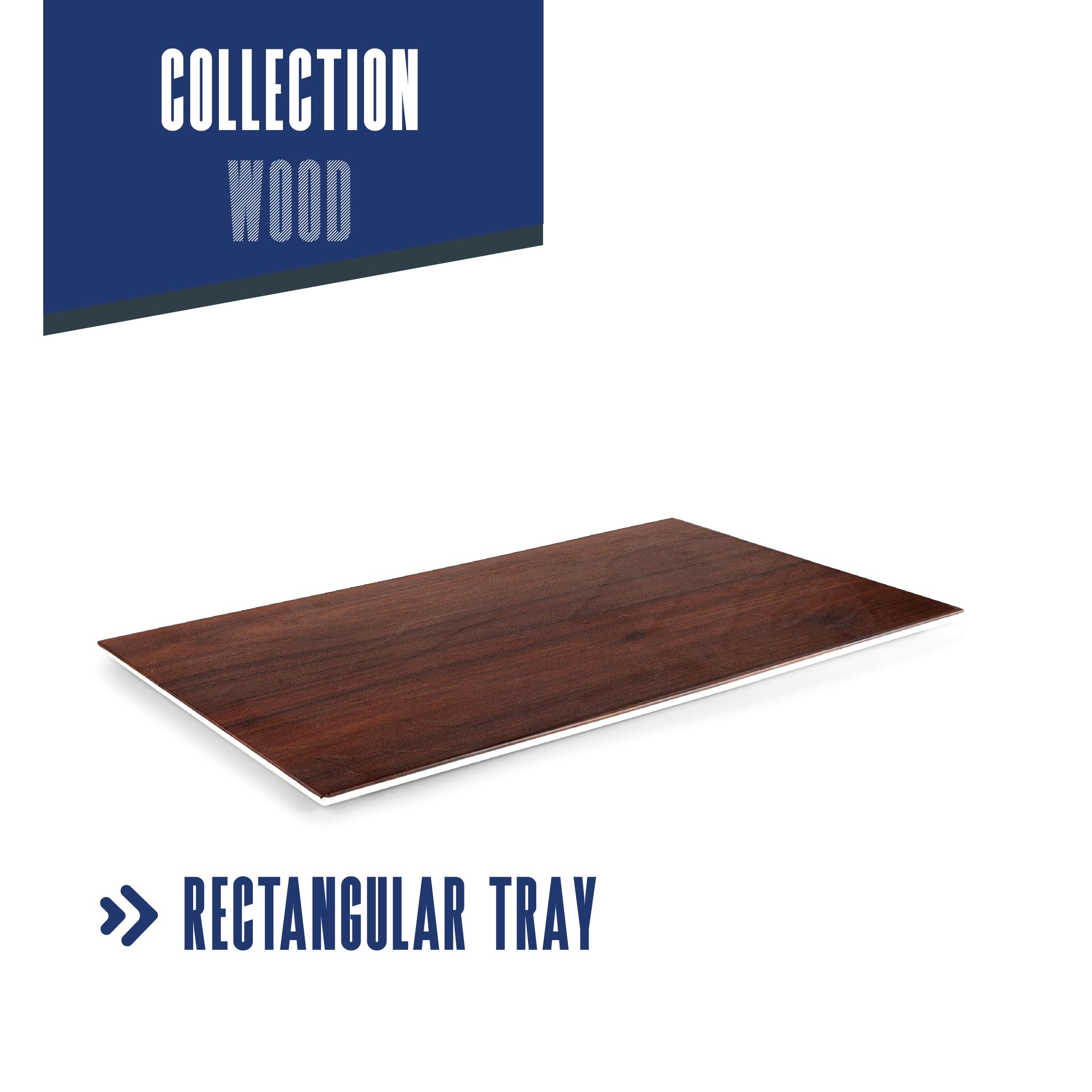 Lacor - 63088 - Rechteckiges Tablett Holz, Melamin, BPA-frei, 53x32,5x1 cm, Stapelbar, spülmaschinenfest, Nicht für Backofen oder Mikrowelle geeignet