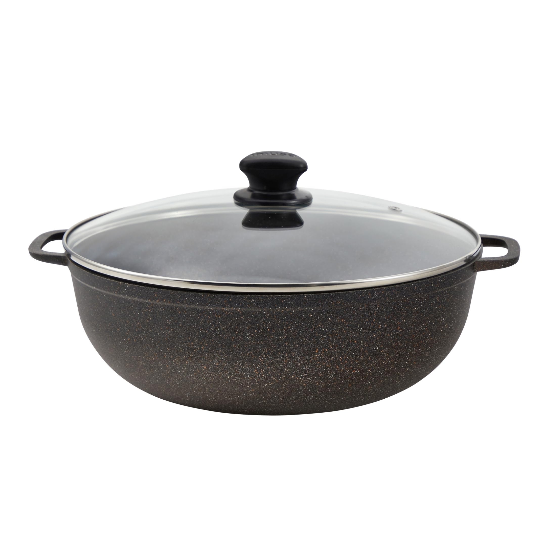 IMUSA 3.5qt Fuzion Cast Aluminum Bronze Speckled Nonstick Caldero with Glass Lid, Black - 24cm
