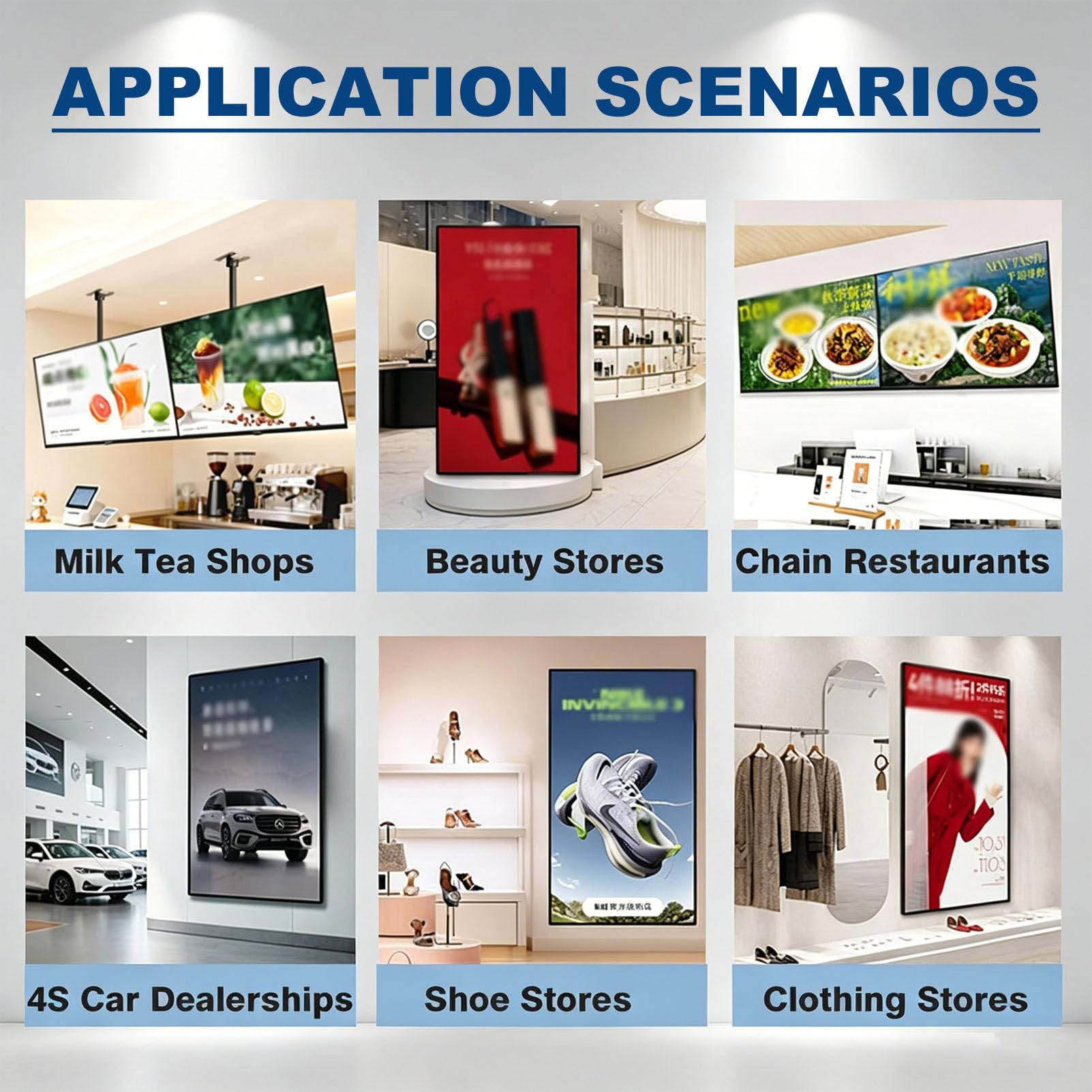 Schermo pubblicitario commerciale a parete per digital signage 32in | Display IPS ultrasottile con funzione split-screen (schermo diviso) e timer di accensione/spegnimento