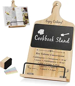 Cookbook Stand with Chalkboard Eraser, Birthday Gifts for Women Mom Wife Grandma, Kitchen Gifts for Woman, Recipe Book Holder Stand, Present Gift Ideas Christmas Xmas, Cookbook Holder