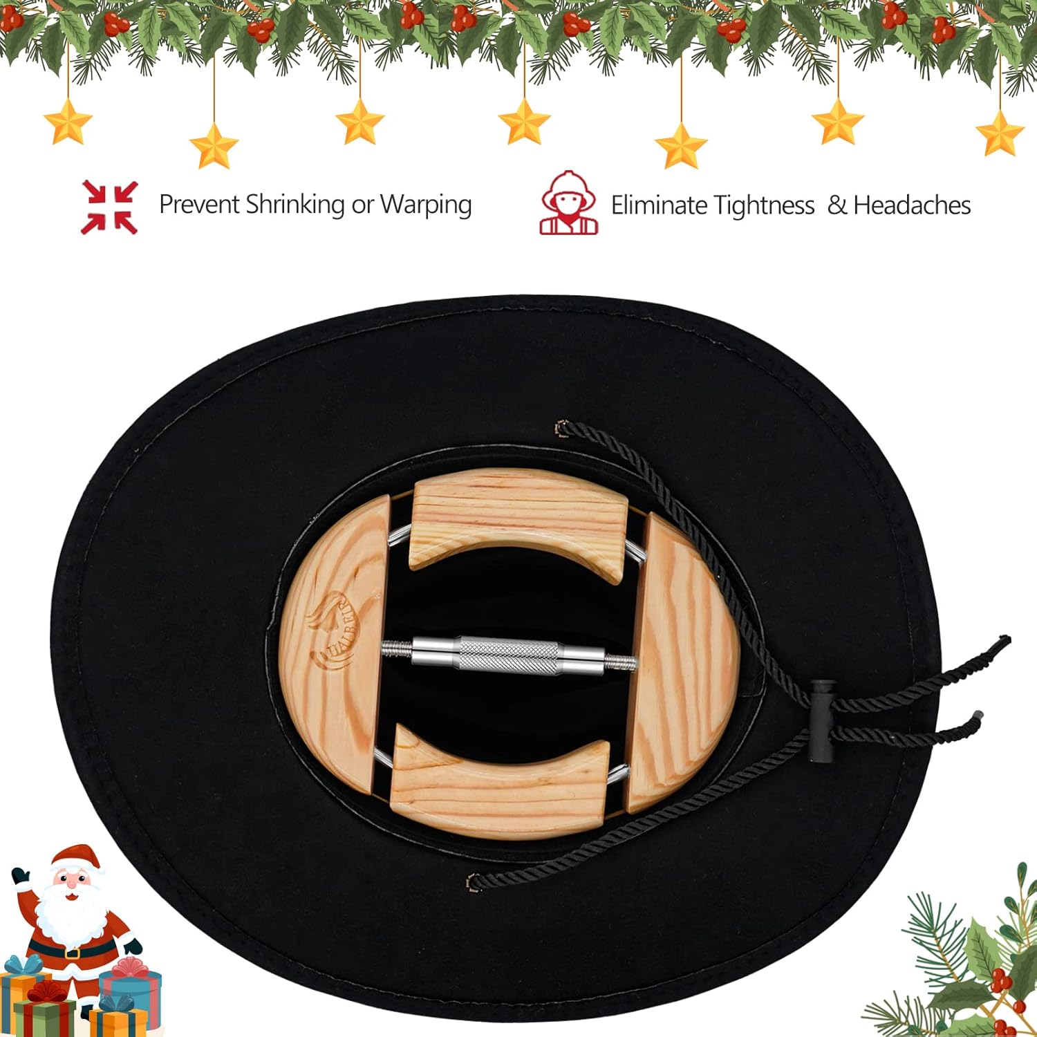 Hat Stretcher 4-Way Wooden Hat Stretcher for Adults One Size from 7.08'' to 9.6'',Simple & Easy to Use - Image 5