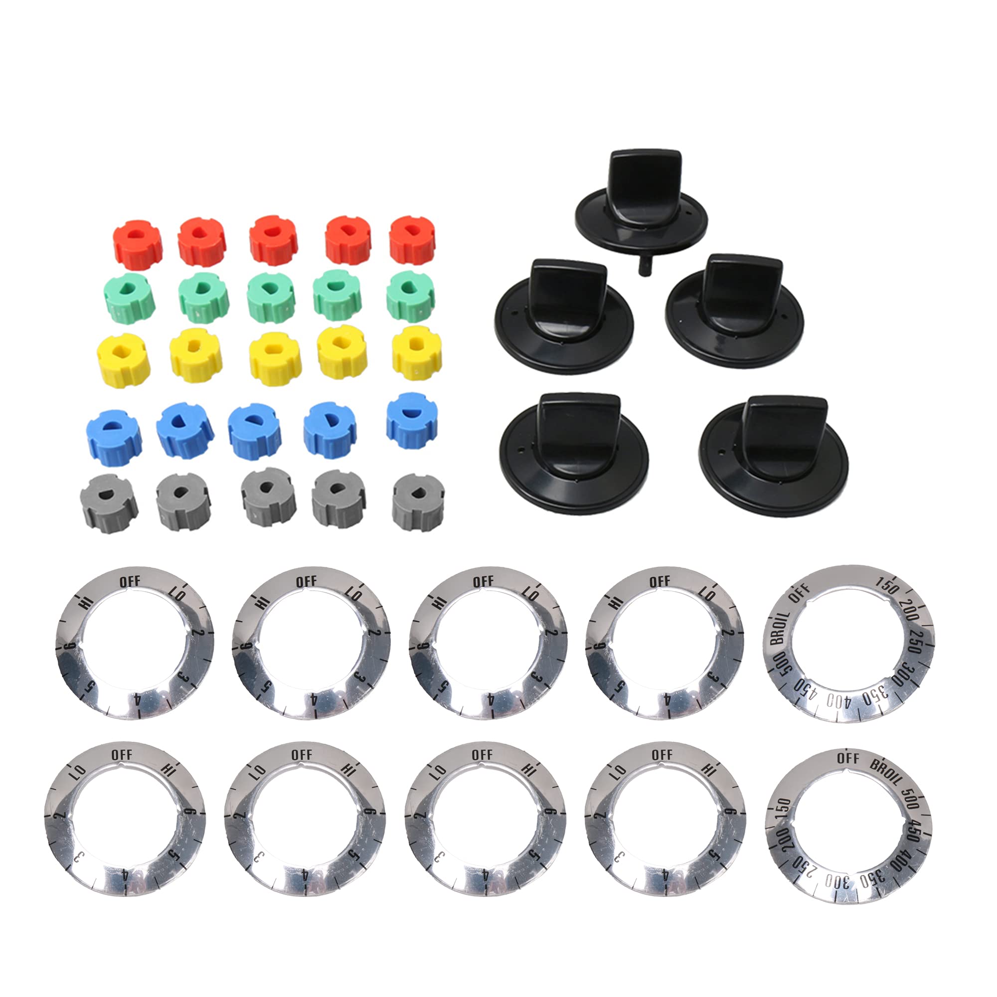 Lot de 5 boutons électriques noirs de rechange pour brûleur de table de cuisson et gazinière