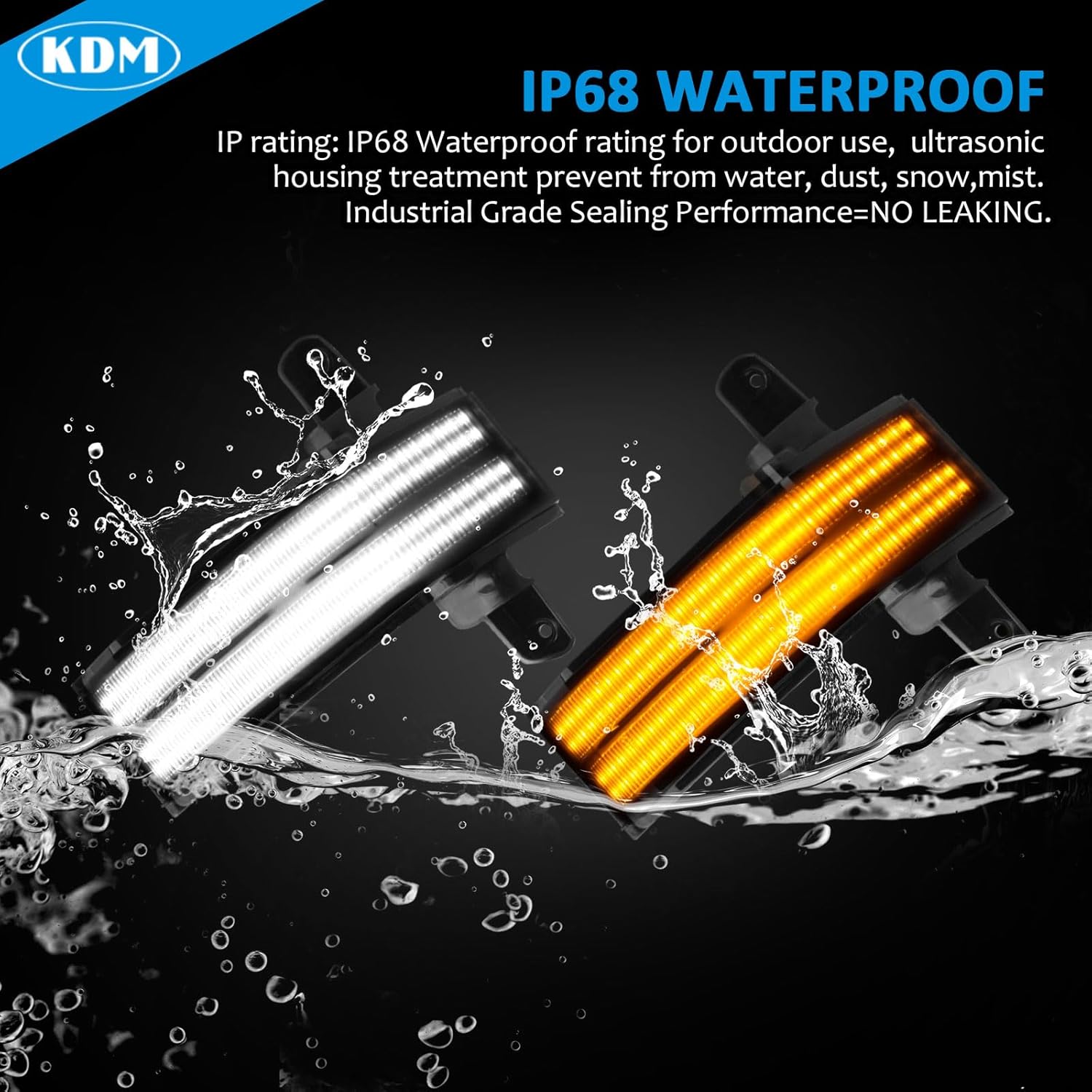 KDM Led Sequential Side Mirror Reflector Light Fit for 2014-2019 Chevy Silverado GMC Sierra 1500 2500 3500,Switchback Tow Mirror Turn Signal Dynamic Amber with White Parking Cargo Lamp,2Pack