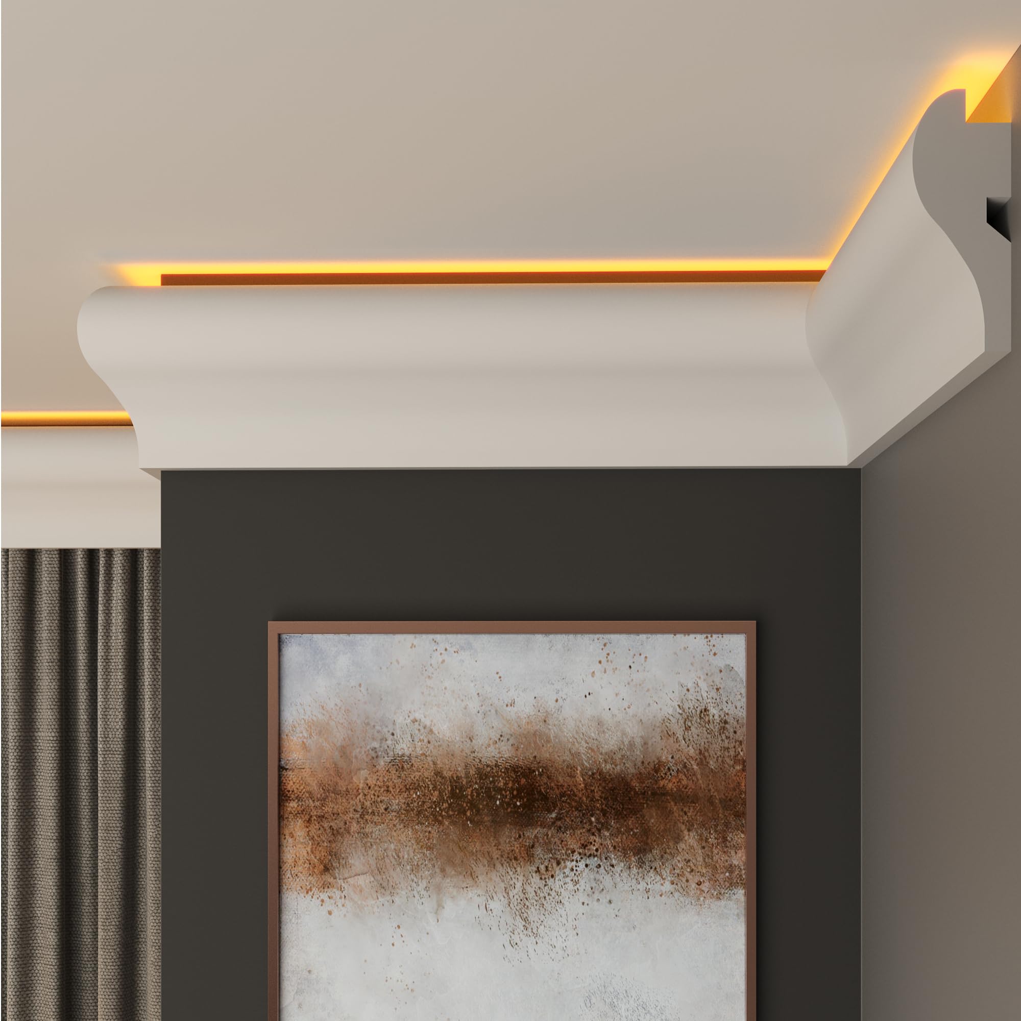 FAST DECOR Premium Led Coving Cornice, Coving for Ceilings, Led Coving for Ceilings, LED Compatible Cornice Trim, Xps Coving for Ceiling, Moulding for Ceiling Lightweight (6m, CLU27)