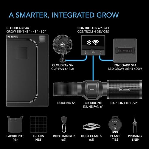 Miniatura 25 de AC Infinity Advance Grow System - Kit de tienda de cultivo integrado con WiFi, 3 plantas, luz led de cultivo de espectro completo Samsung LM301H