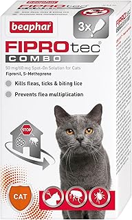 Beaphar | FIPROtec® COMBO for Cats | Kills Fleas, Flea Eggs & Ticks | Stops Fleas Multiplying on Pet & in the Home | Vet Strength Treatment | 3 Pipettes