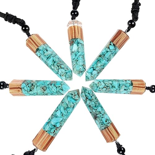 Miniatura 3 de Nupuyai Collar con colgante de cristal curativo de orgón para mujeres y hombres, colgante de piedra facetada hexagonal en espiral con cordón