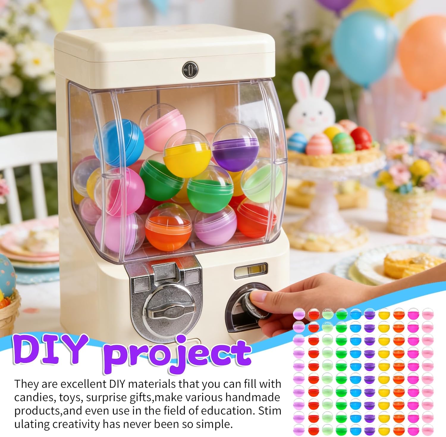 100Pcs Vending Machine Capsules 2Inch,Plastic Capsules Balls,Suitable for Prizes, Party Favours, Classroom Gifts(10Colors)