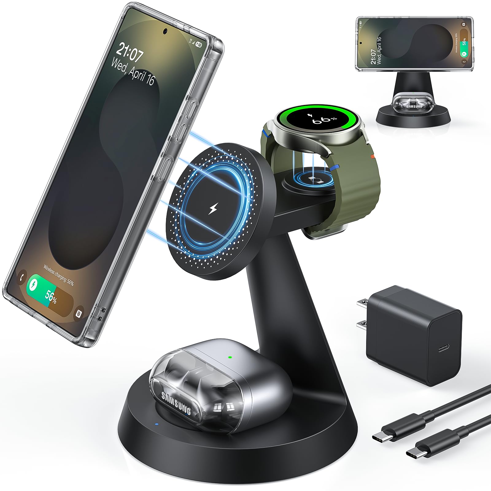 Amazon.co.jp: Meifigno Samsung用3 in 1磁気ワイヤレス充電器、Galaxy