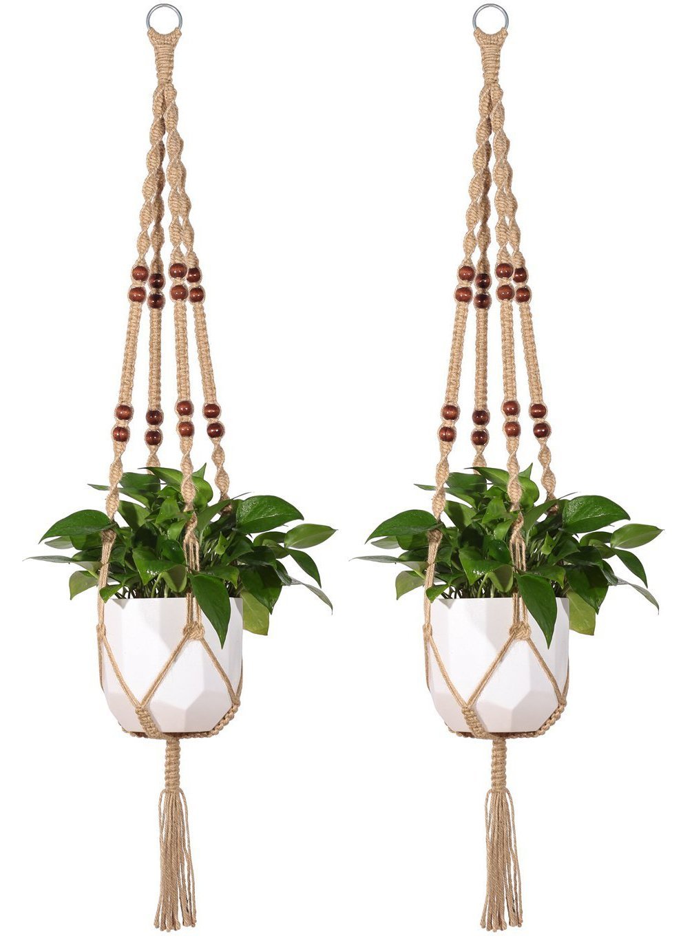 Mkono 2 Pcs Macrame Plant Hanger Indoor Outdoor Hanging Planter Basket ...