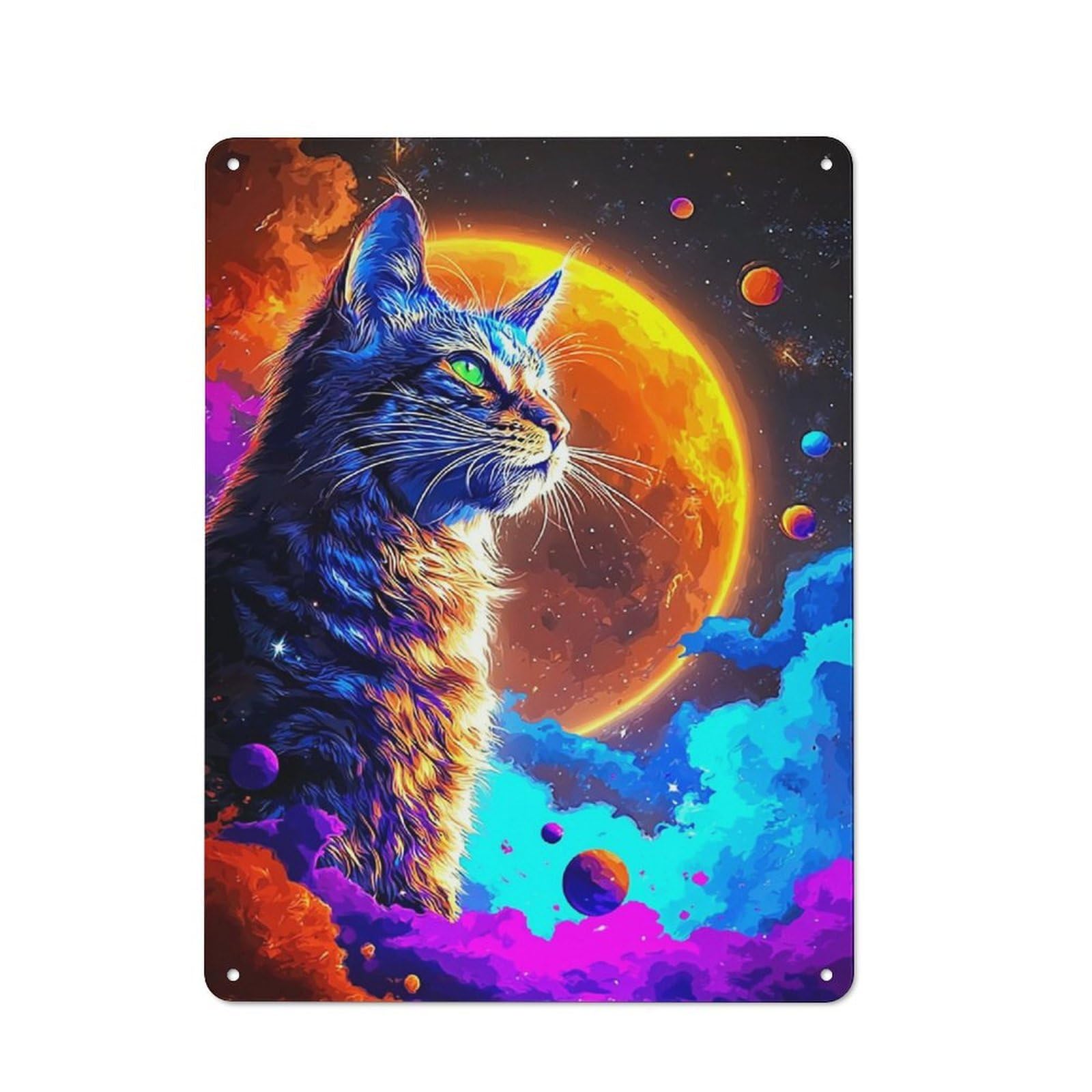 Smart Galactic Cat Dreamscape Office Metal Sign 40x30cm, Study Room Decor for Home Office, Reading Corner Or Bedroom