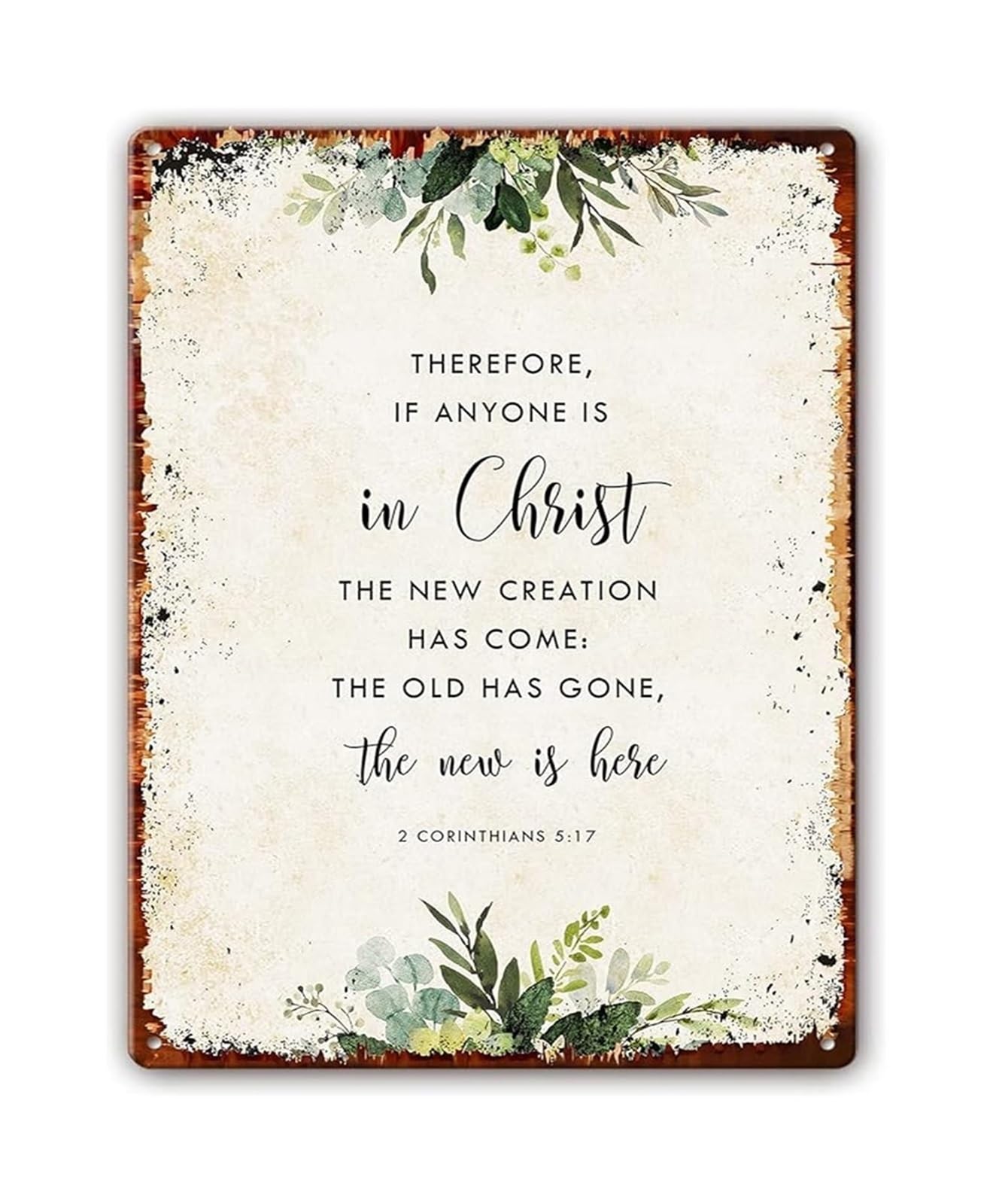 EKFBQBGW Creation 2 Corinthians 5 17 Bible Verse Metal Sign Inspirational Decor for Church Office (8 X 12 in)