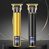 Vista 6 de Recortadora de pelo y aseo profesional para hombre con cuchilla en T, kit de corte de pelo y aseo recargable (dorado)