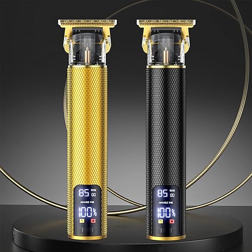 Miniatura 6 de Recortadora de pelo y aseo profesional para hombre con cuchilla en T, kit de corte de pelo y aseo recargable (dorado)