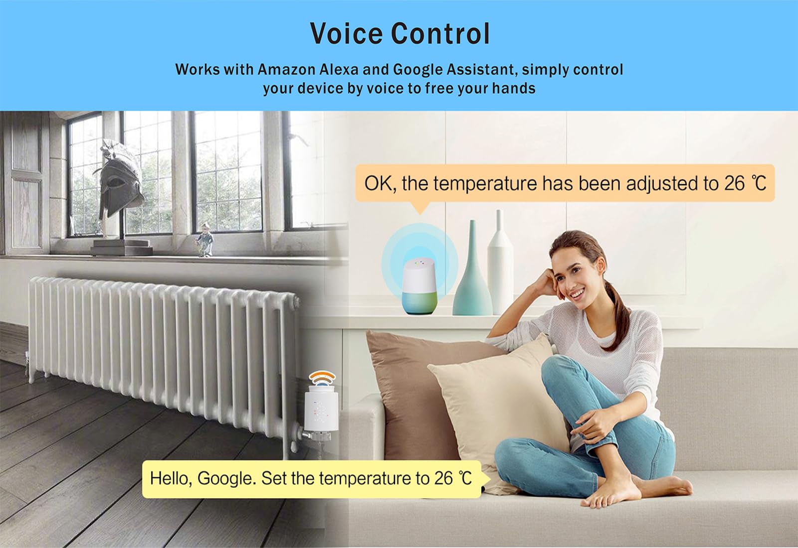 Zawór grzejnika termostatu LED Zigbee, eTRV, sterowanie aplikacją Smart Life, sterowanie głosem z alexa googolehome