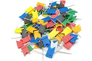 Newlan Map Ribbon Push Pins, 7 Colorful Flag Tacks