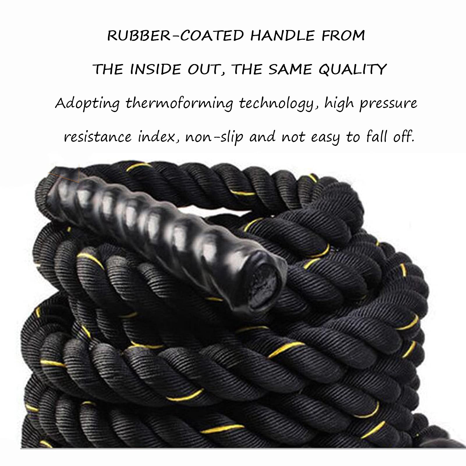 9m/12m/15m Battle Rope, 38mm Dick, Gewichtetes Gymnastikseil In Premium-Qualität für Ganzkörpertraining Power Training Verbessern Sie Den Kraftaufbau Muskel (Size : 15m)
