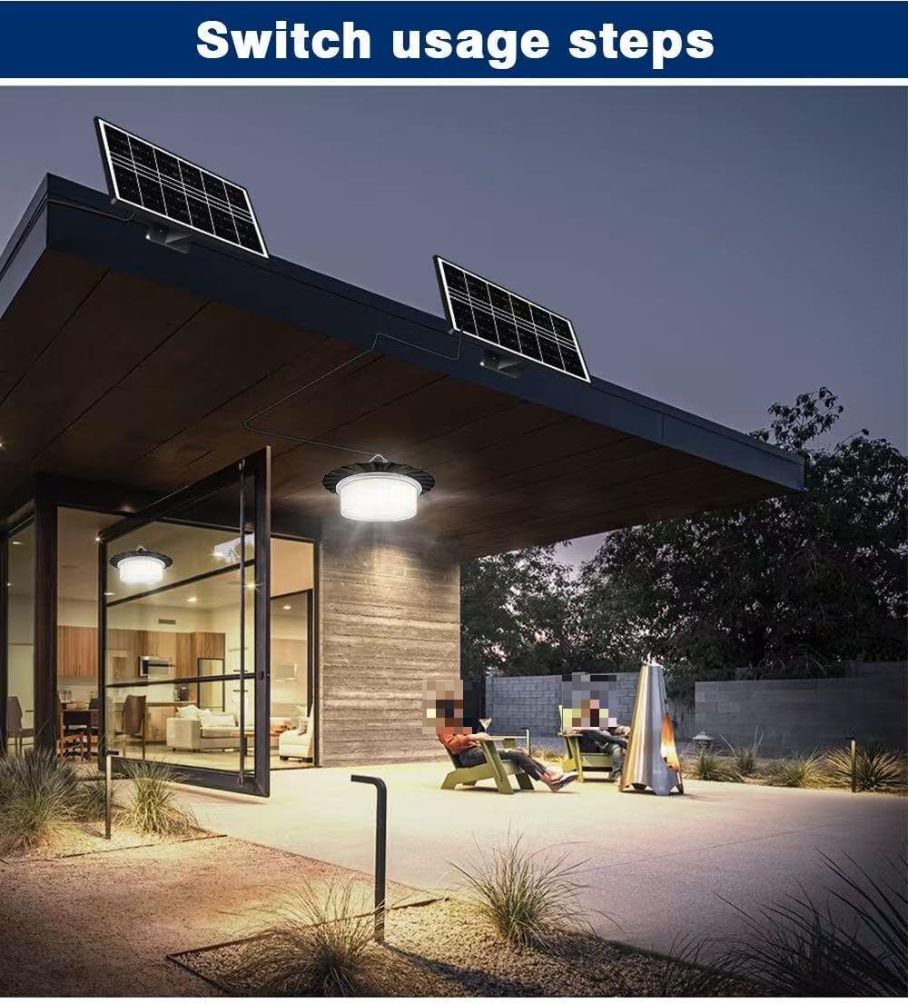 Solar Outdoor Pendant Light, LED Hanging Lamp with Remote Control, IP65 Waterproof