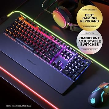 SteelSeries Apex Pro HyperMagnetic Gaming Keyboard Adjustable Actuation OLED Screen RGB USB Passthrough
