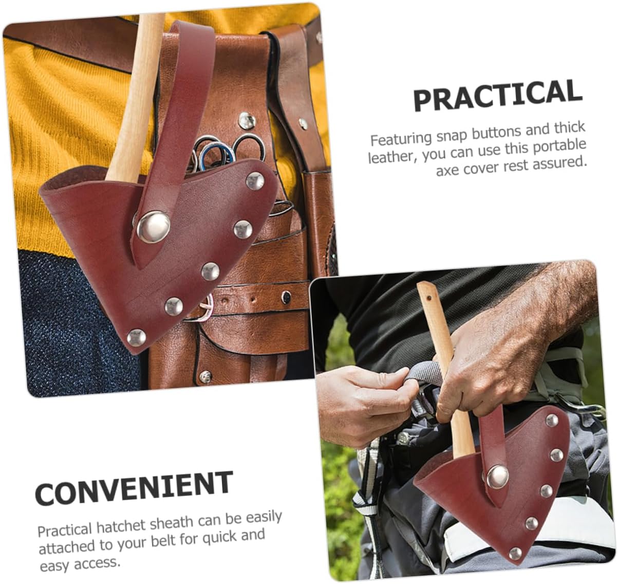 Leather Hatchet Sleeve Durable Axe Protector for Camping Outdoor Use Snap Closure Leather Material for Axe Safety and Storage