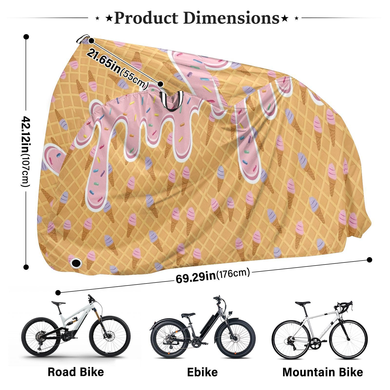 Telo protettivo per bicicletta, in poliestere, impermeabile, antipolvere e antipioggia | Con foro di bloccaggio e fibbia di fissaggio 183,18 x 158,22 cm