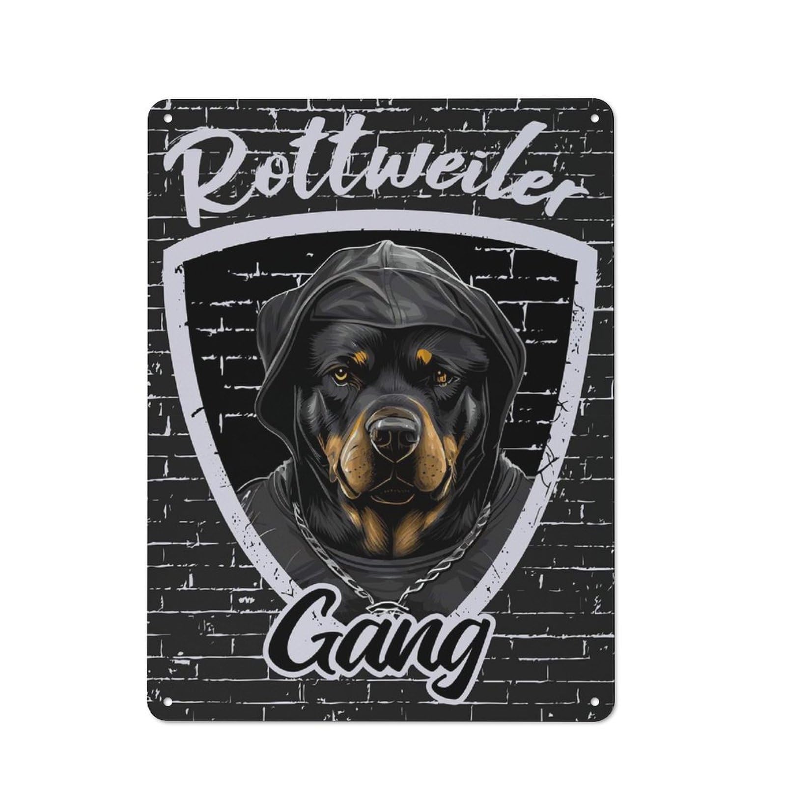Junmoney Style-21 Metal Sign 40X30cm With Hip Hop Rottweiler Gang For Garage Wall, Vintage Decor, Winter Wall Decor For People Furnishing A Garage