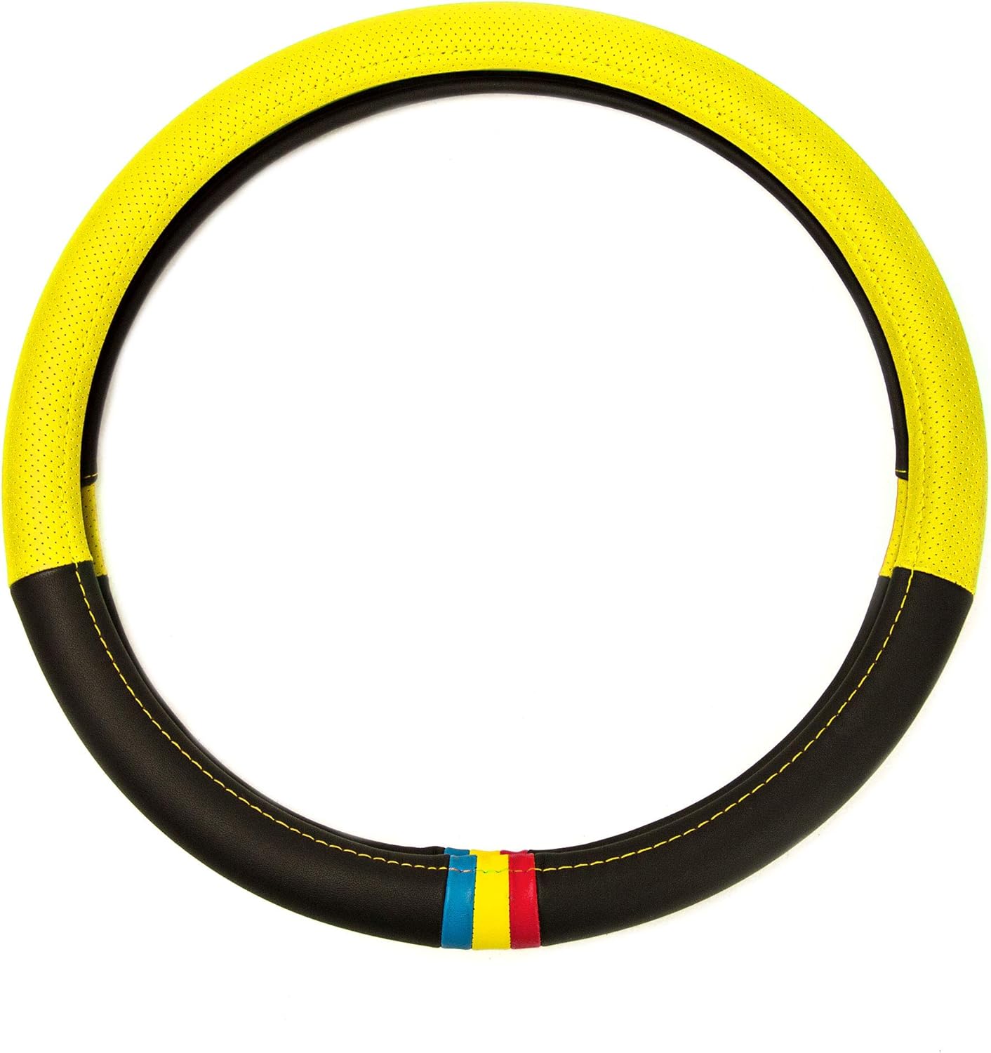 TLH Full Spectrum Microfiber Leather Steering Wheel Cover, Yellow Color