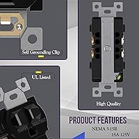 Vista 24 de ENERLITES Elite Series Duplex Receptacle with Screwless Wall Plate, Residential Grade Duplex Outlet, Tamper-Resistant, Grounding, 15A 125V, UL Silver