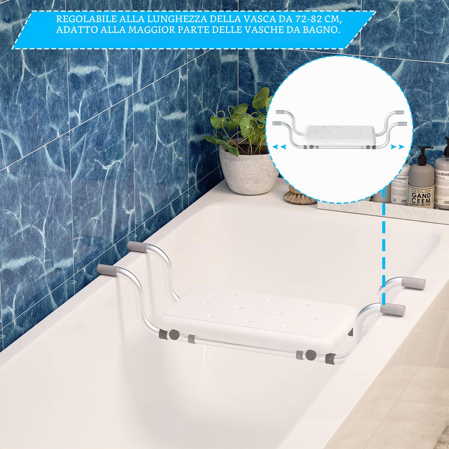 Sonnewelt Sedile per vasca da bagno, 72 x 22,5 x 19 cm, portata 136 kg, per vasca da bagno, generico, adatto per il bagno di casa