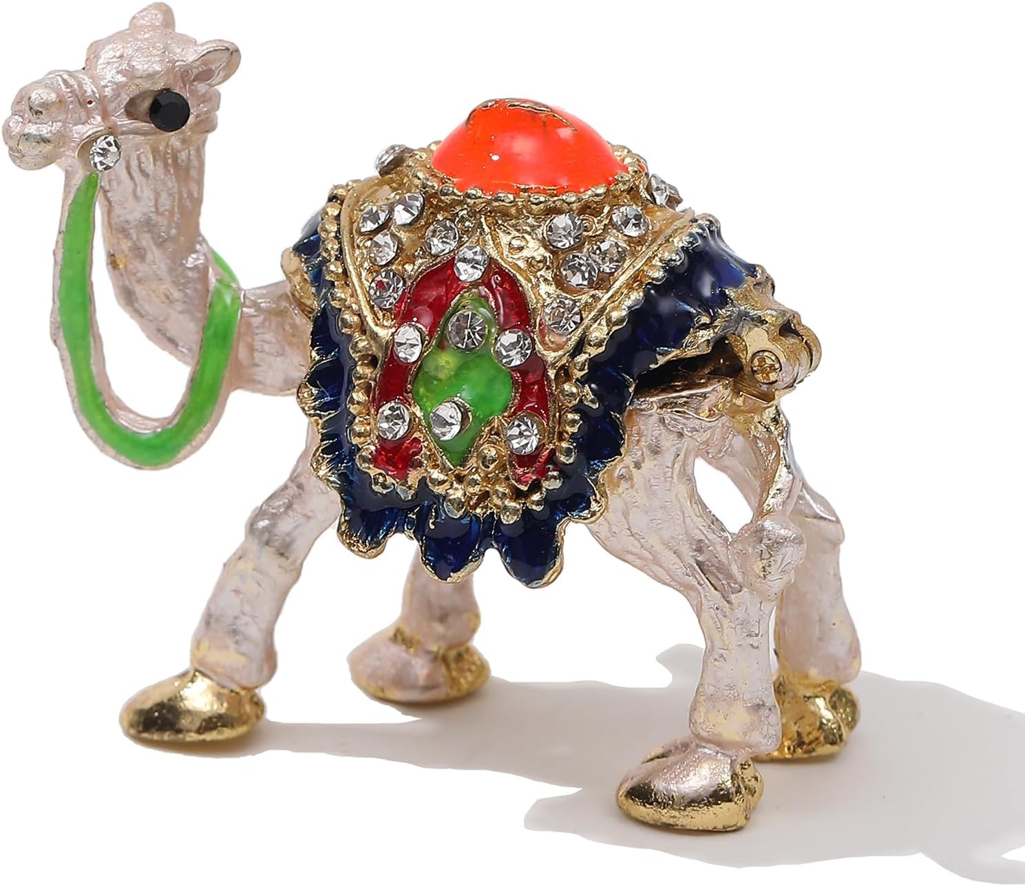 Camel Figurine Collectible - Exquisite Crystal Jeweled Hinged Jewelry Box, Perfect for Camel Lovers as a Desert Decor Ornament