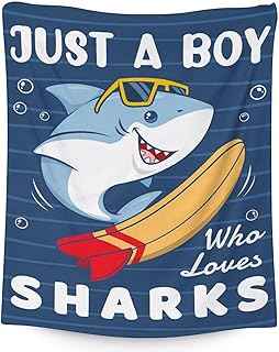 Shark Blanket Gift - 30x40 Inches Cute Blankets for Kids & Boys - Blue Soft Fuzzy Throw for Couch, Office