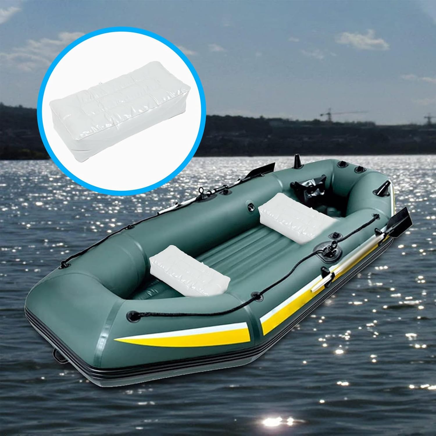 BESPORTBLE 2pcs Inflatable Boat Marine Seat Cushion Moistrue Proof Kayaking Cushion Fishing Boat Seat Cushion Canoe Padded Kayak Air Inflatable Thicken Moisture-Proof Pad White