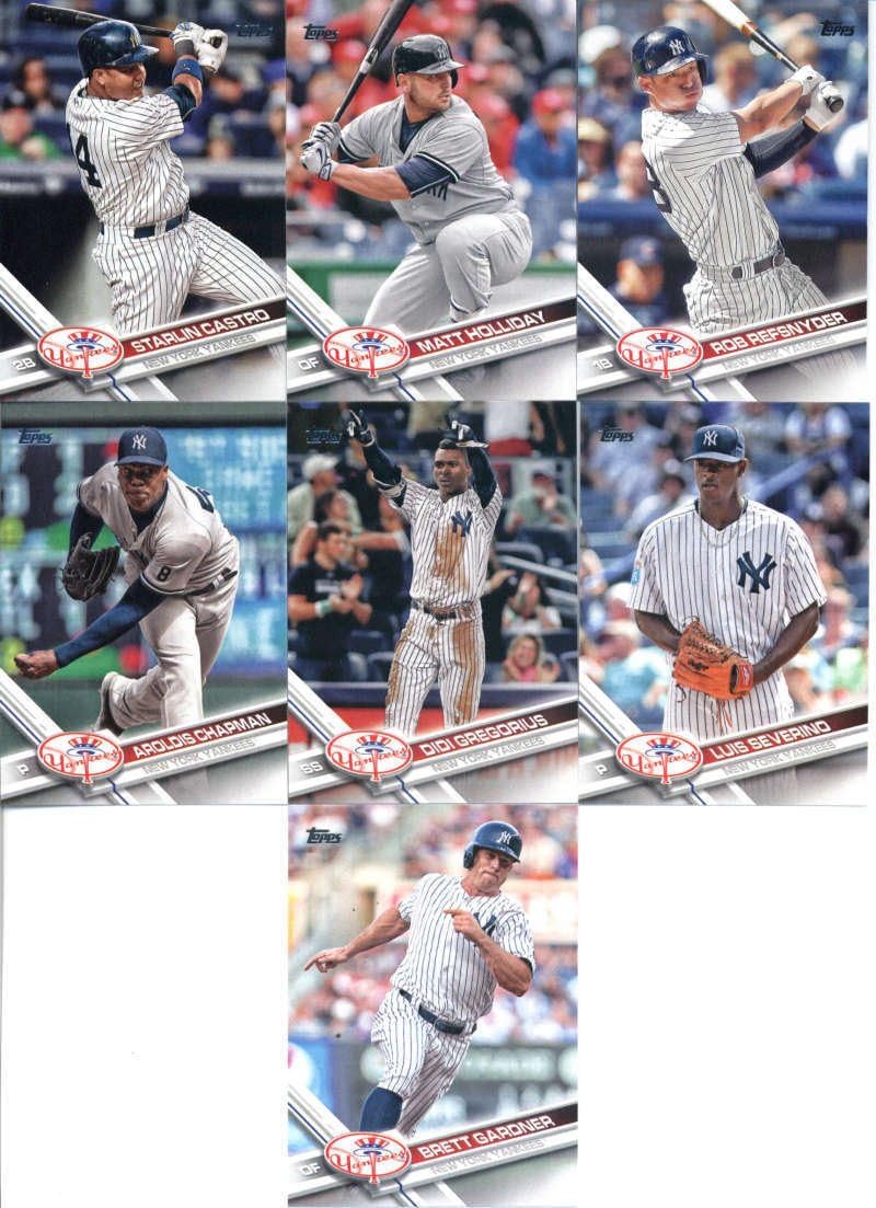 New York Yankees 2017 Topps Complete Mint Hand Collated 25 Card Team Set with Aaron Judge Rookie and Gary Sanchez Plus