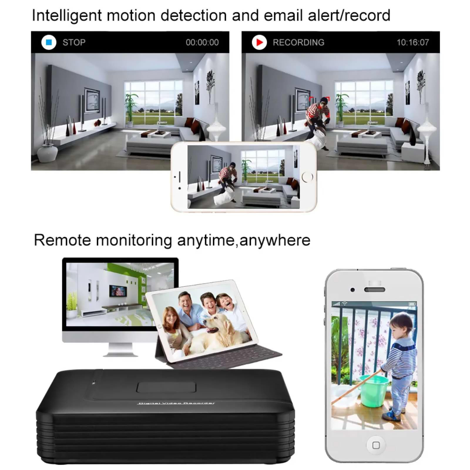 Security System Video Recorder CCTV Hybrid Video Recorder, AHD DVR 1080P