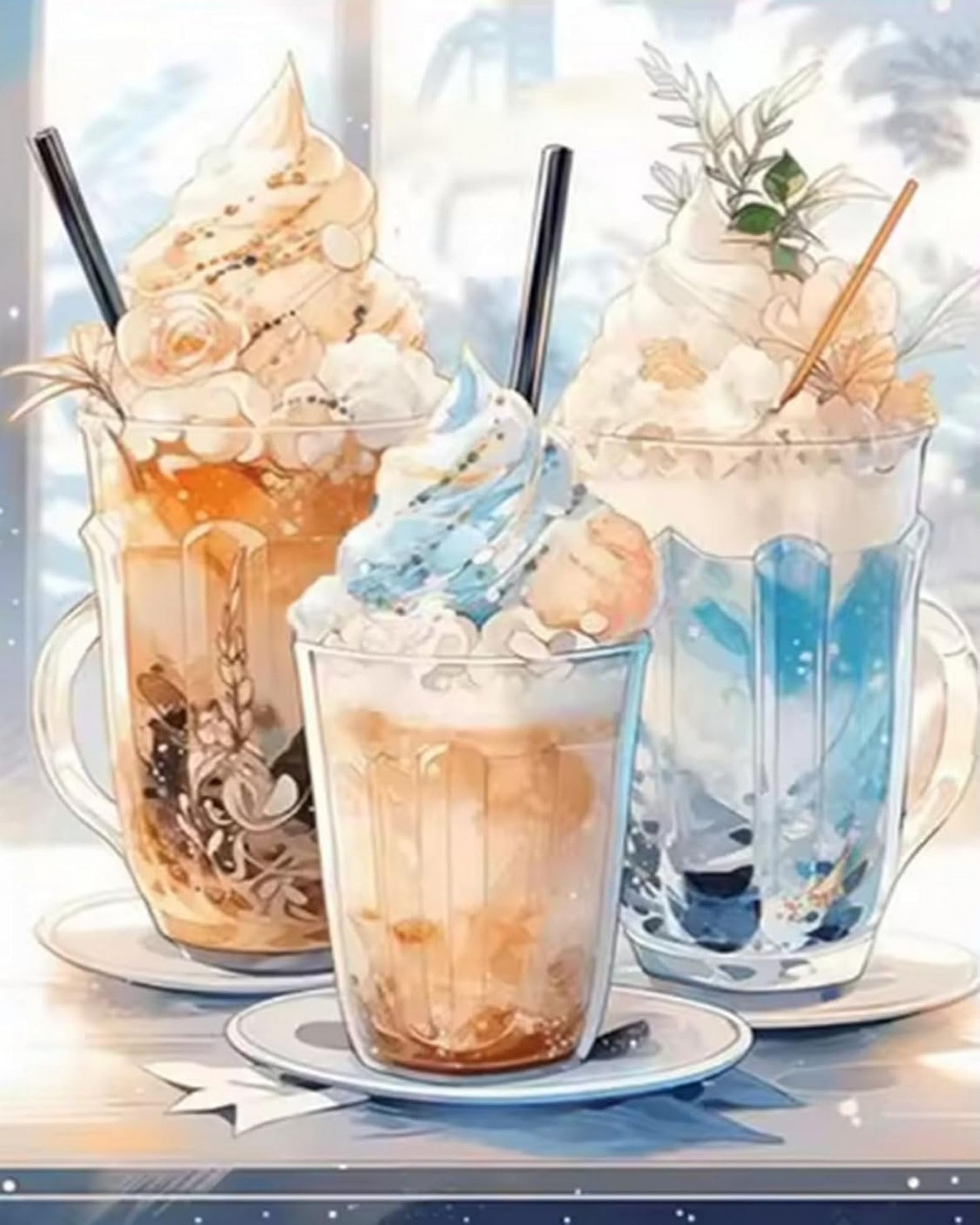 LEYIUYIU Kit punto croce stampato semplice fai da te per principianti adulti 11CT motivi di ricamo a mano decorazione della parete di casa - Coppa di gelato - 40x50cm