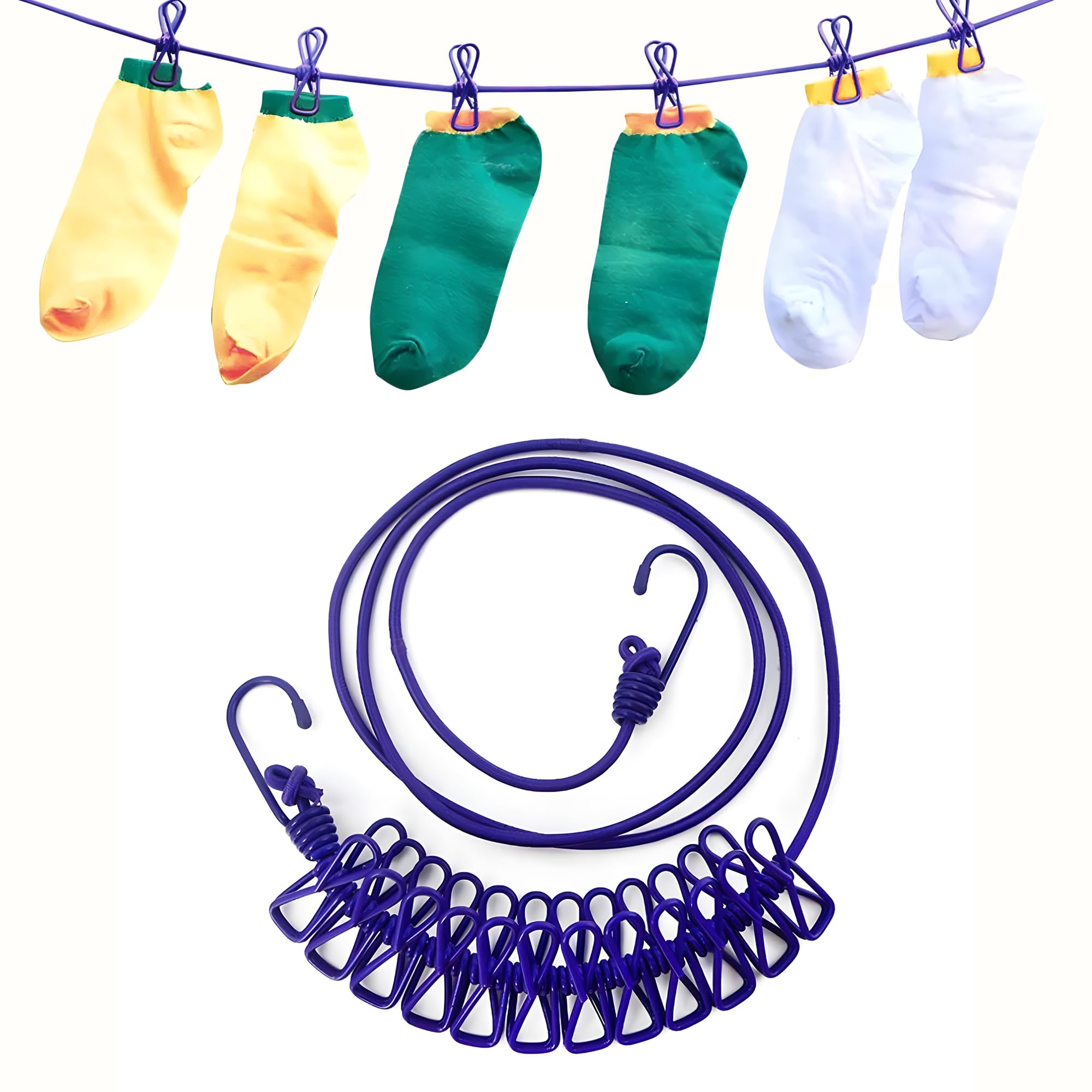 Kuber Industries Cloth Drying Rope | Cloth Line Rope | Portable Drying Rope with 12 Clips and 2 Hooks | Drying Rope for Balcony-Garden-Terrace-Backyard-Travel-Camping | 1.8 MTR | Multicolor (B0CWL5F82C) Amazon Price History, Amazon Price Tracker