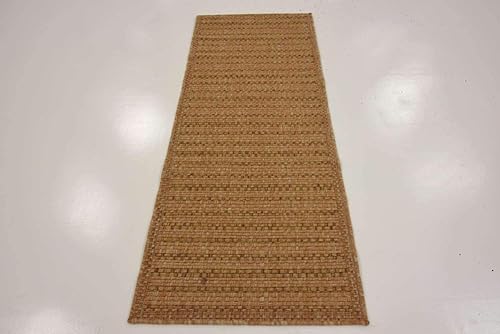 Miniatura 6 de Unique Loom - Tapete para exteriores de la colección Border, cuadriculado (2.2 pies x 6.1 pies, de pasillo, color marrón claro)