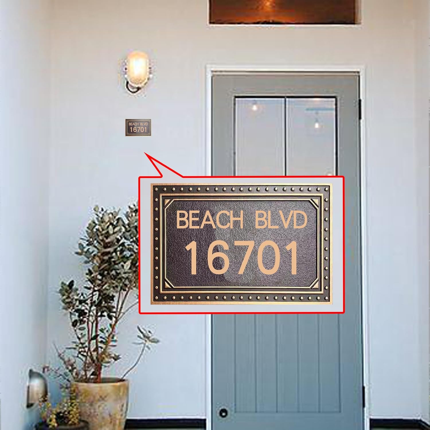 Persoanlized Vintage Address Plaque Acrylic Bronze Finish House Address Plaques Address Sign Mailbox Number Plaque For Home, Street, Door, Mailbox