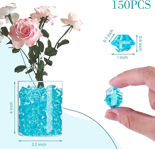Miniatura 4 de DomeStar Rocas de hielo trituradas falsas, 150 unidades de diamantes falsos de plástico, cubos de hielo de acrílico transparente, cristales de