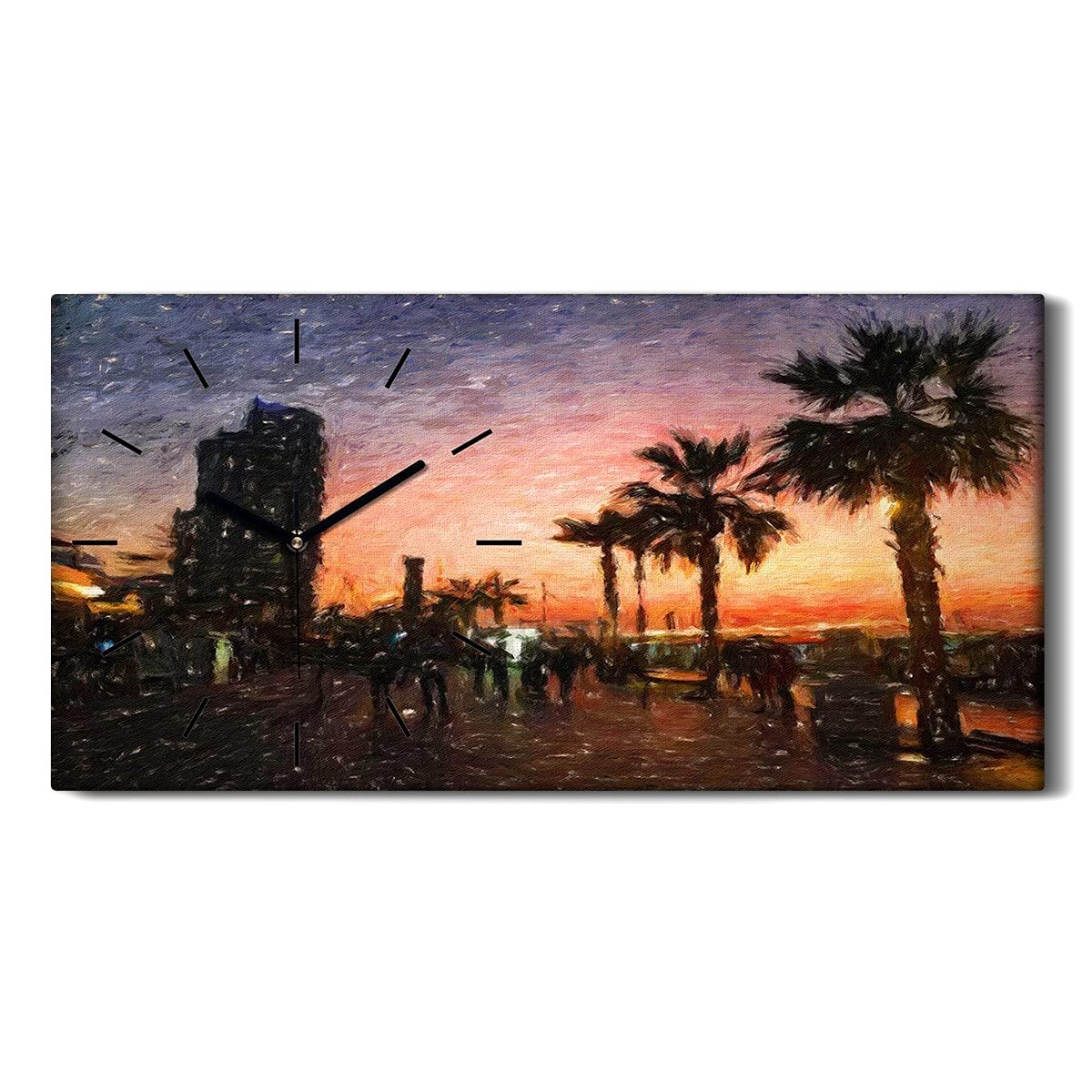 Horloge sur Toile 60x30cm pour Salon Décoration Image Ville Moderne